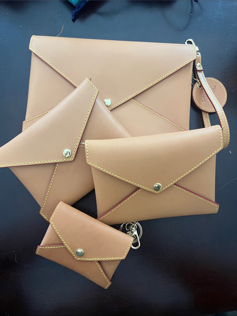Dress Up Your Purse Envelope Leather Wristlet and Pouch Set - Vachetta Leather